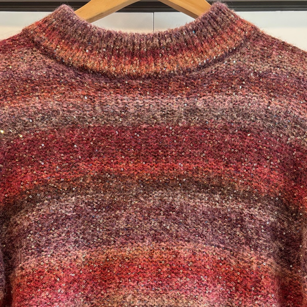 Banana Republic Red and Brown Striped Turtleneck Sweater - Picture 2 of 4